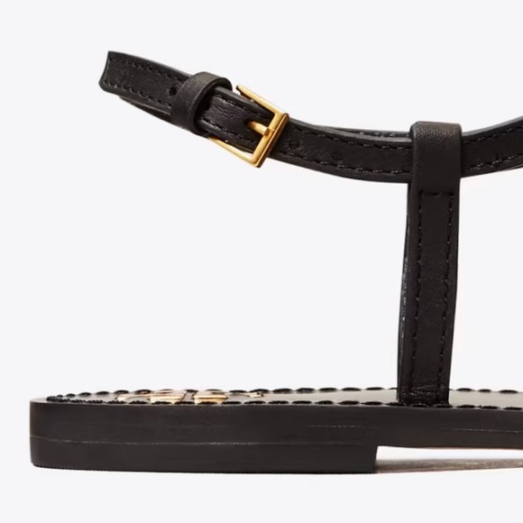 Tory Burch PATOS MULTI-STRAP SANDAL Black Gold Disc 7 - Picture 8 of 8